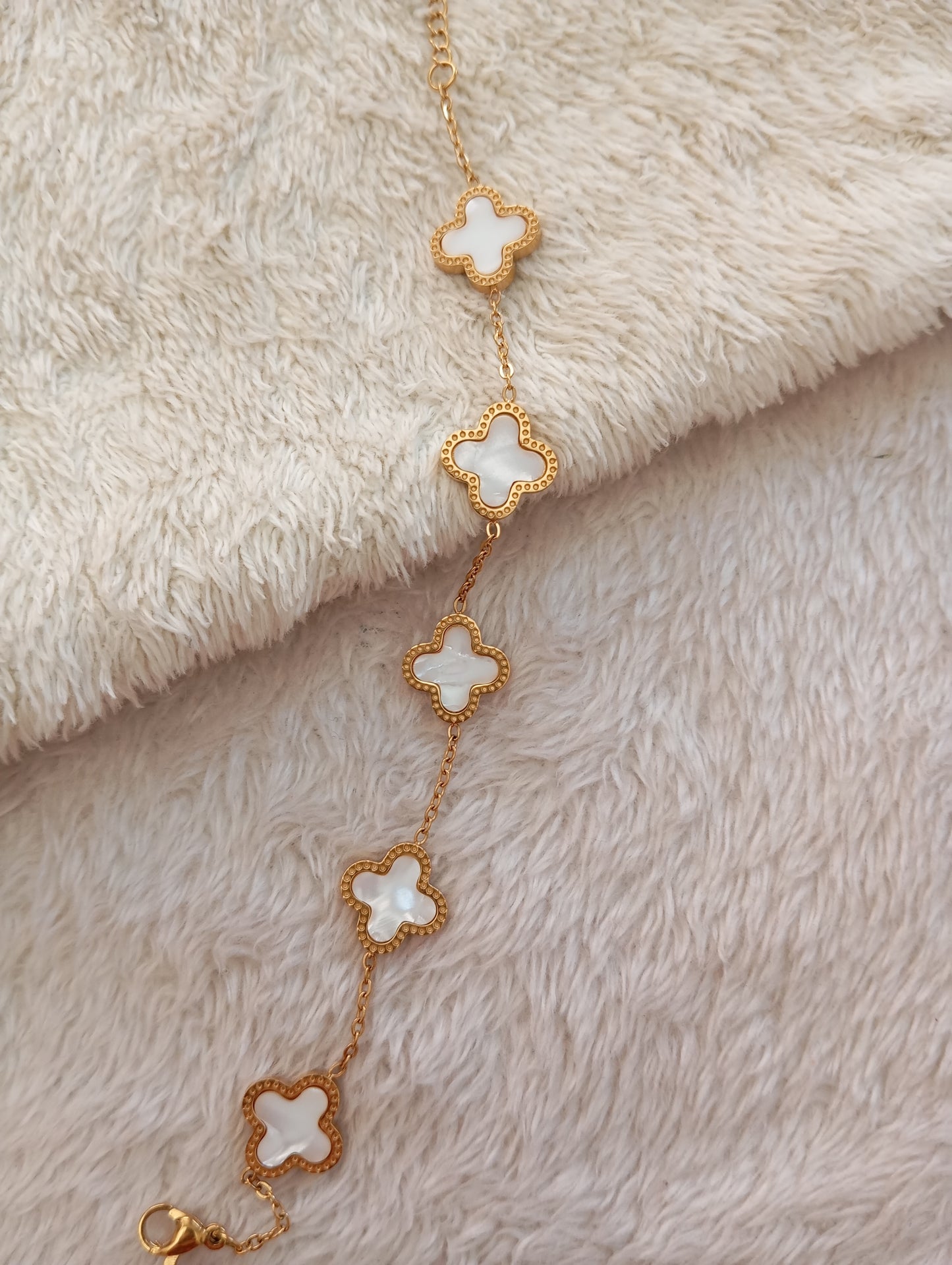 White Stone Multiple Clover Bracelet