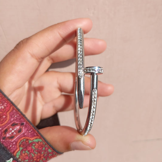 Stone Nail Silver Handcuff