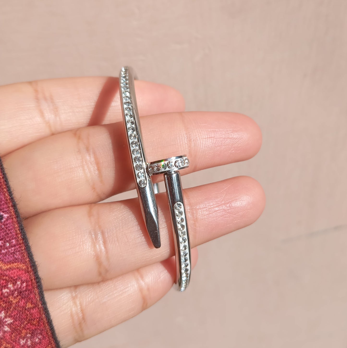 Stone Nail Silver Handcuff