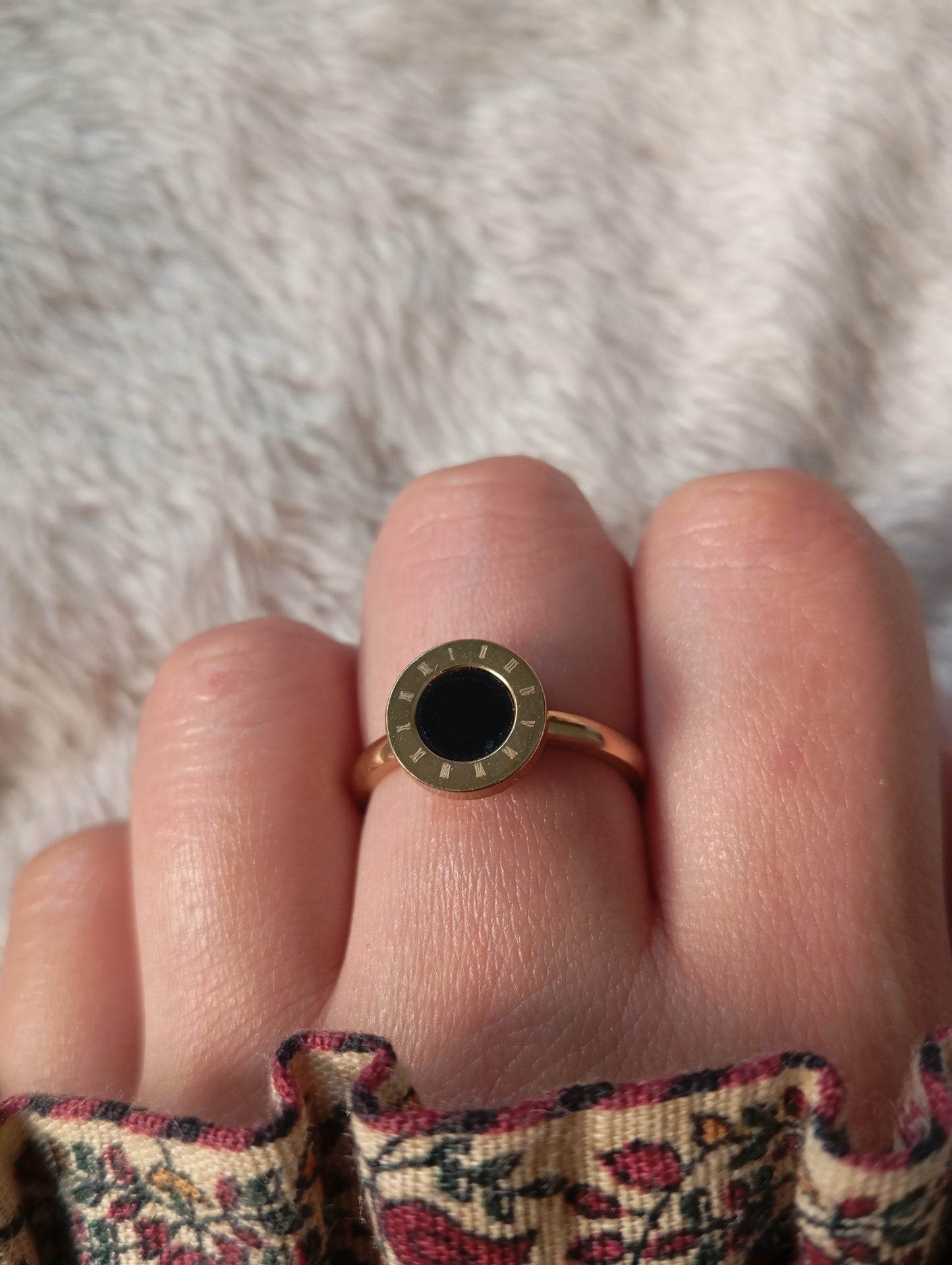 Roman Black Stone Ring