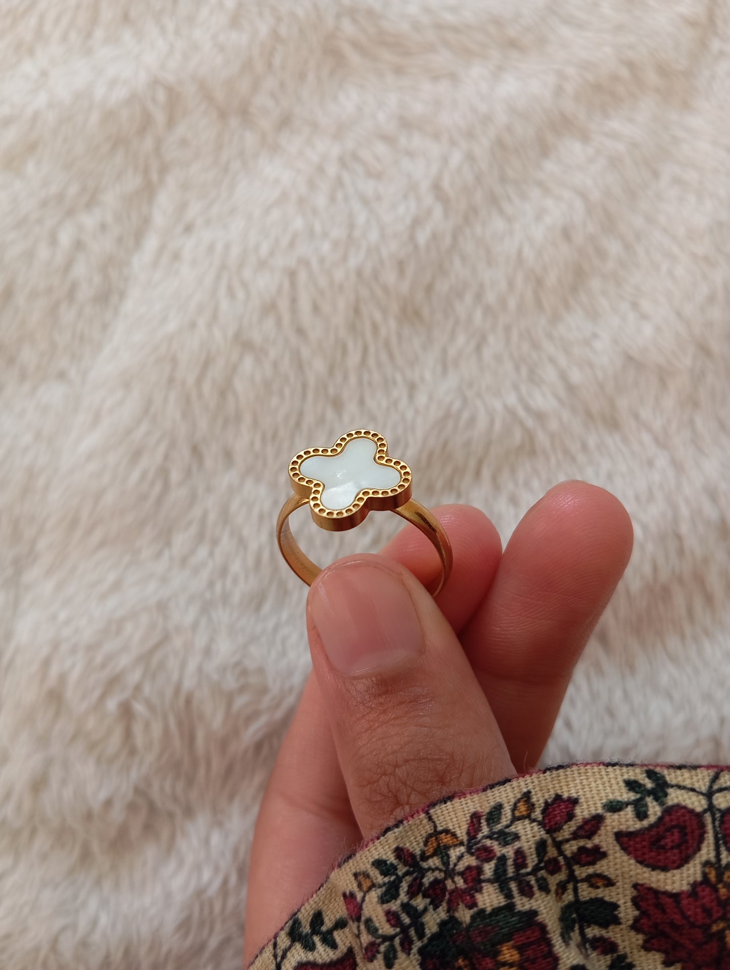 White Clover Adjustable Ring