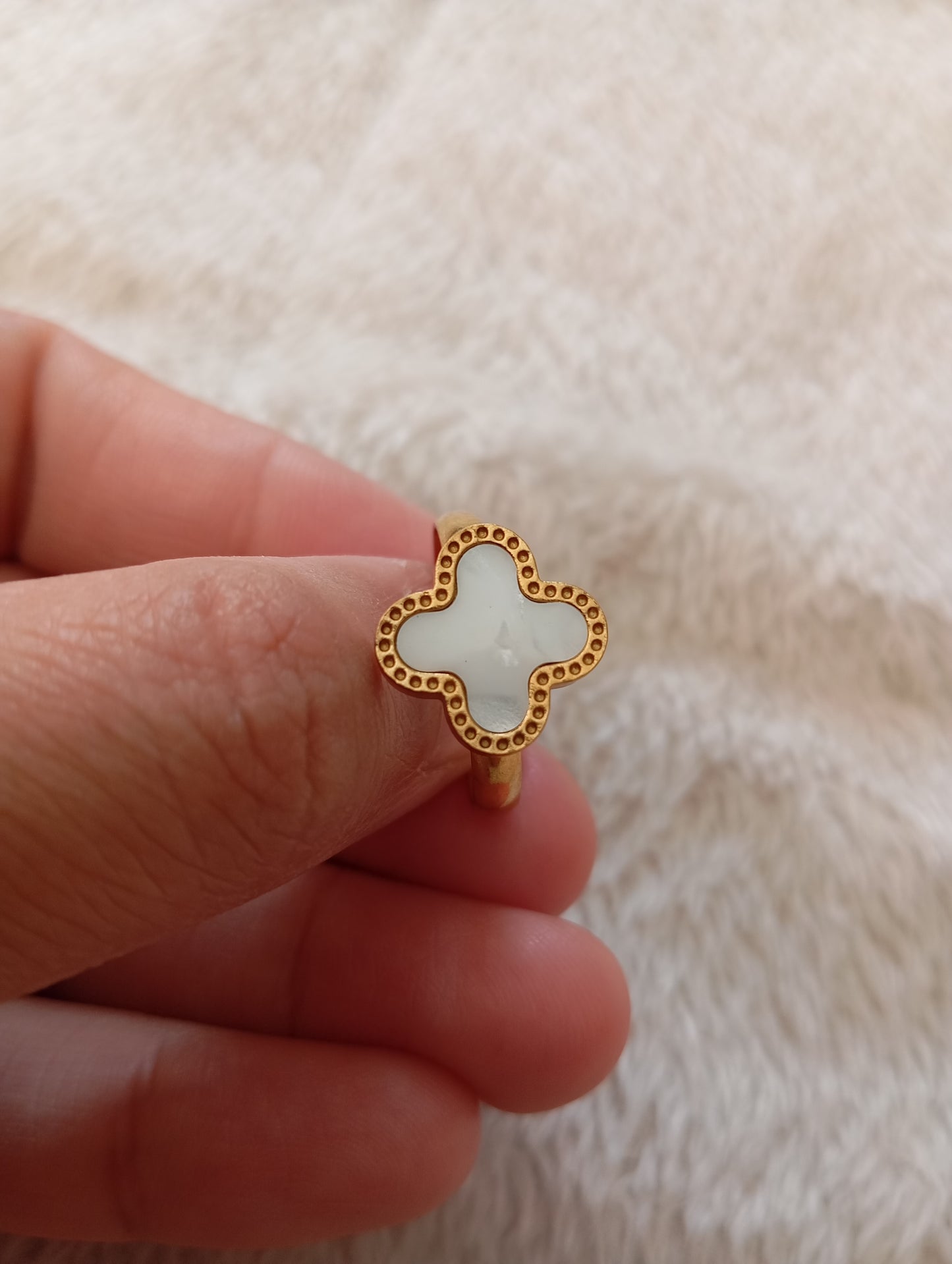 White Clover Adjustable Ring
