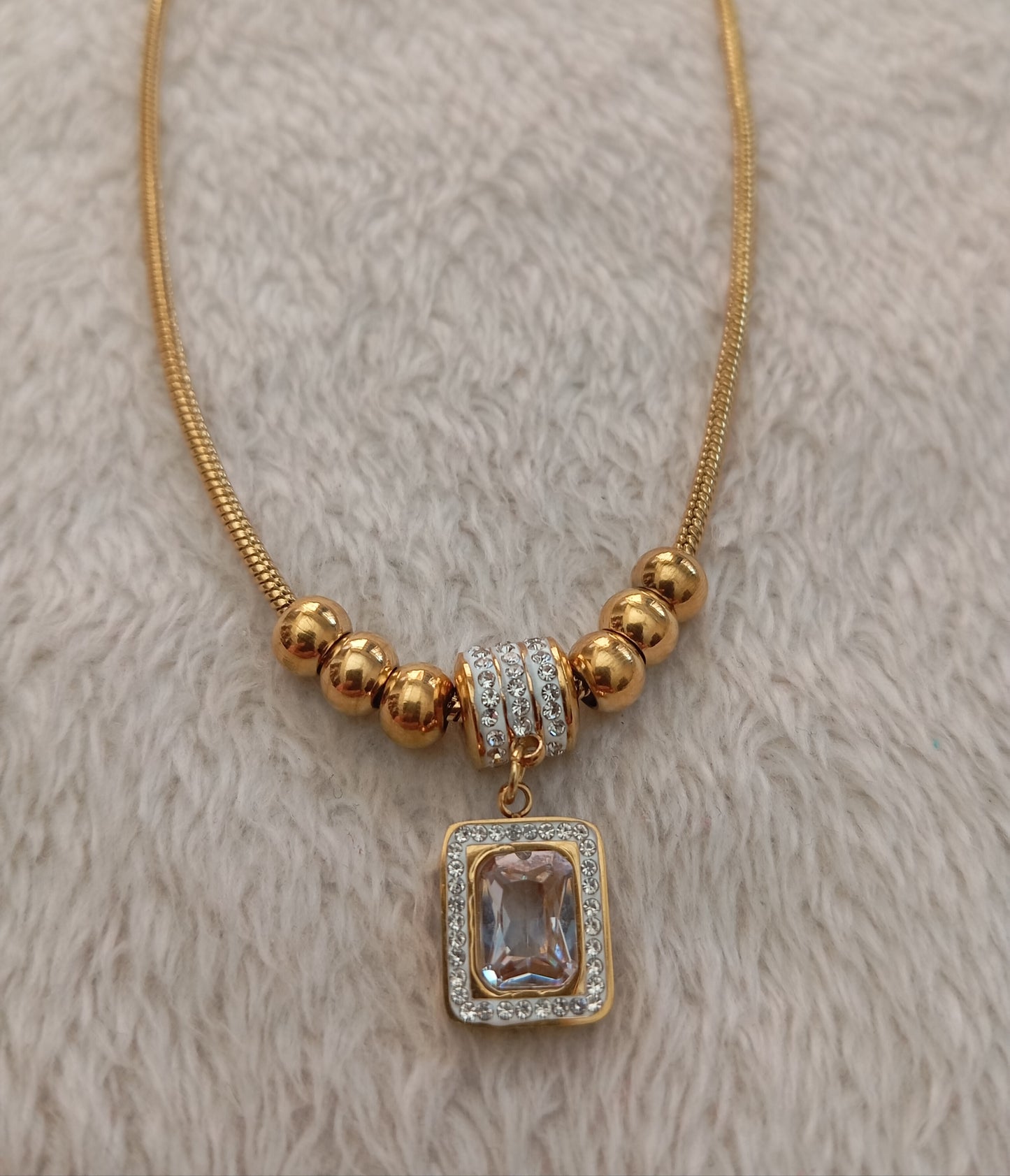 Multi Beads with Zirconia Stone Necklace
