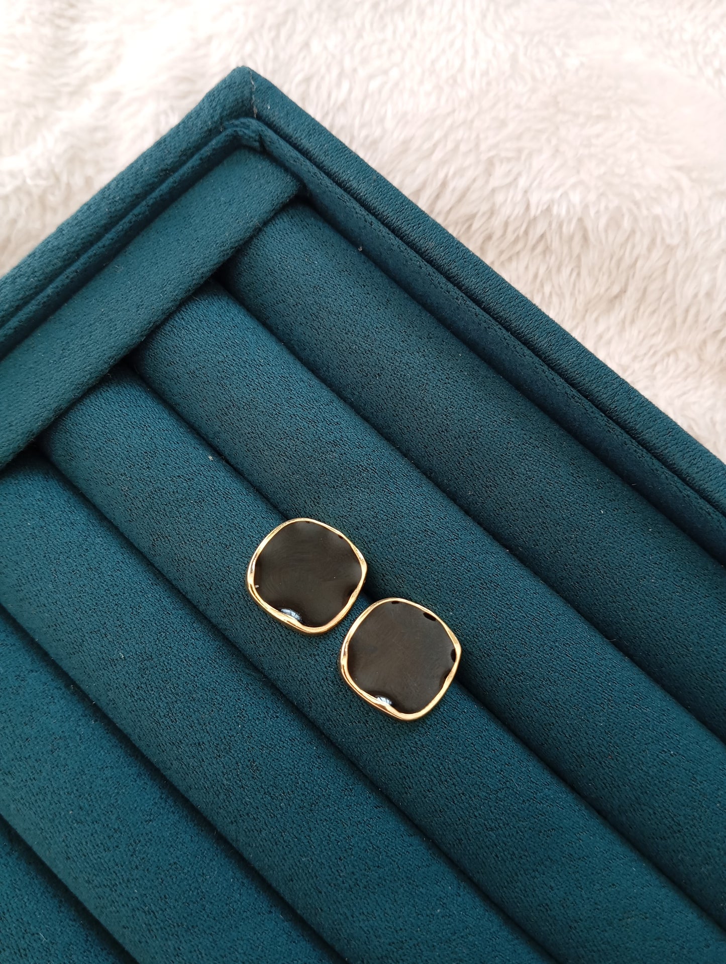 Black Stone Square Stud
