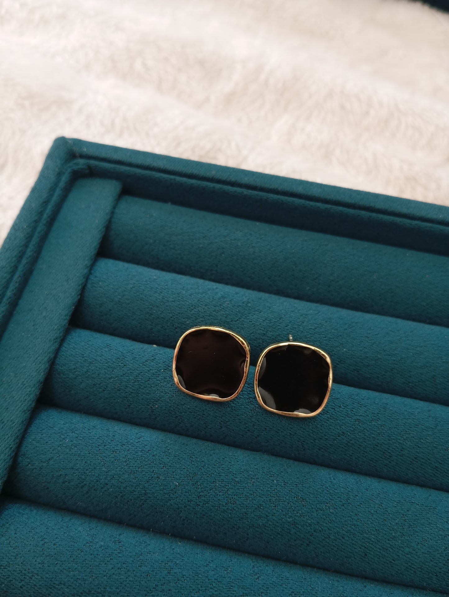 Black Stone Square Stud