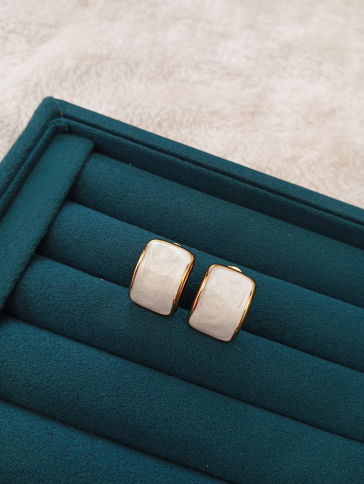 Stainless Steel White Stone Earring