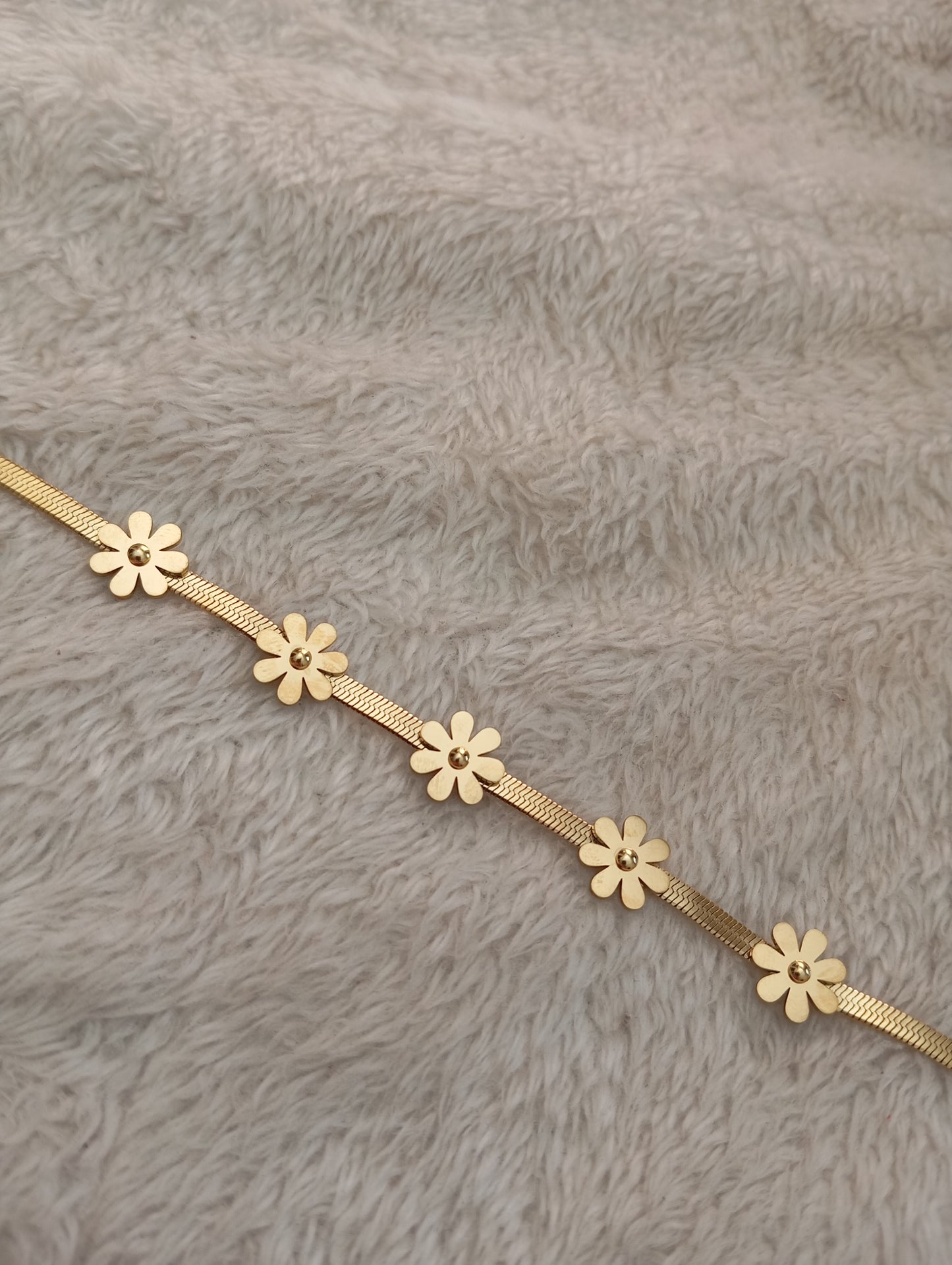 Broad Chain Flower Bracelet