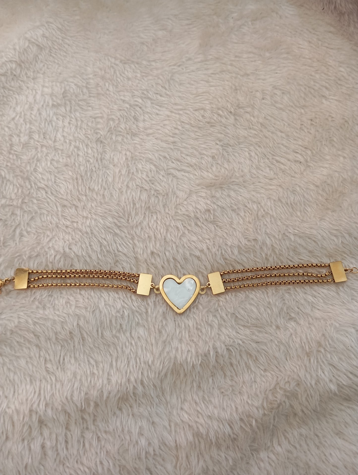 White Stone Heart Bracelet
