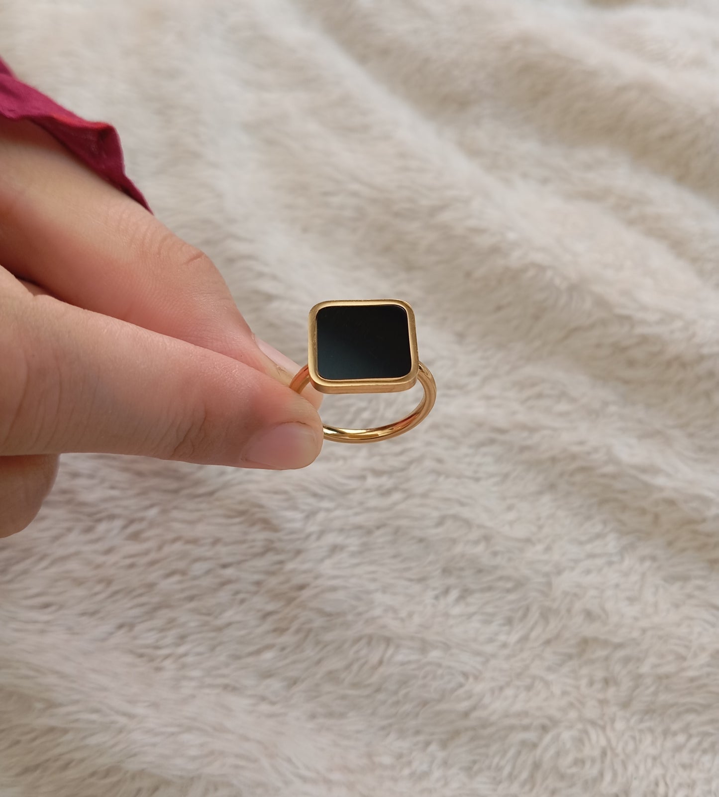 Black Stone Square Ring