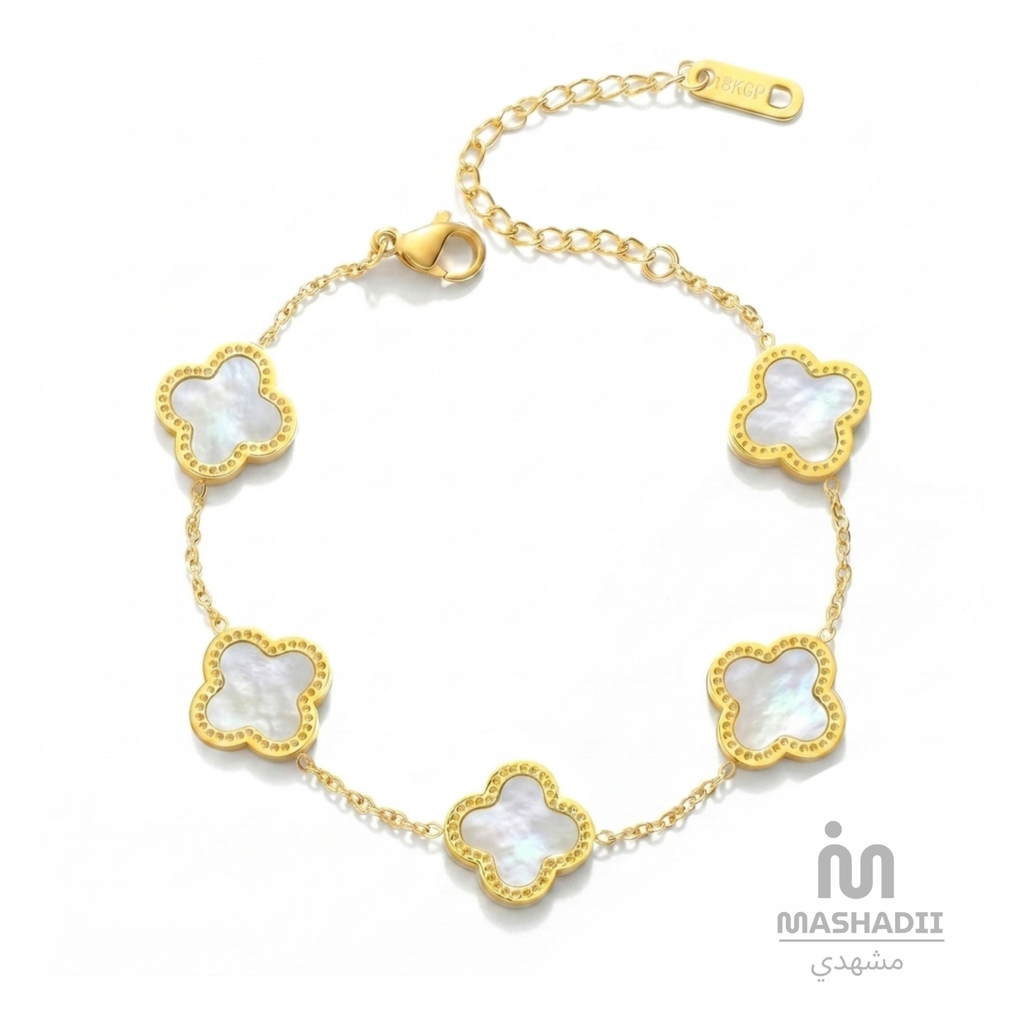White Stone Multiple Clover Bracelet