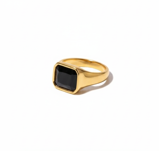 Black Stone Square Ring