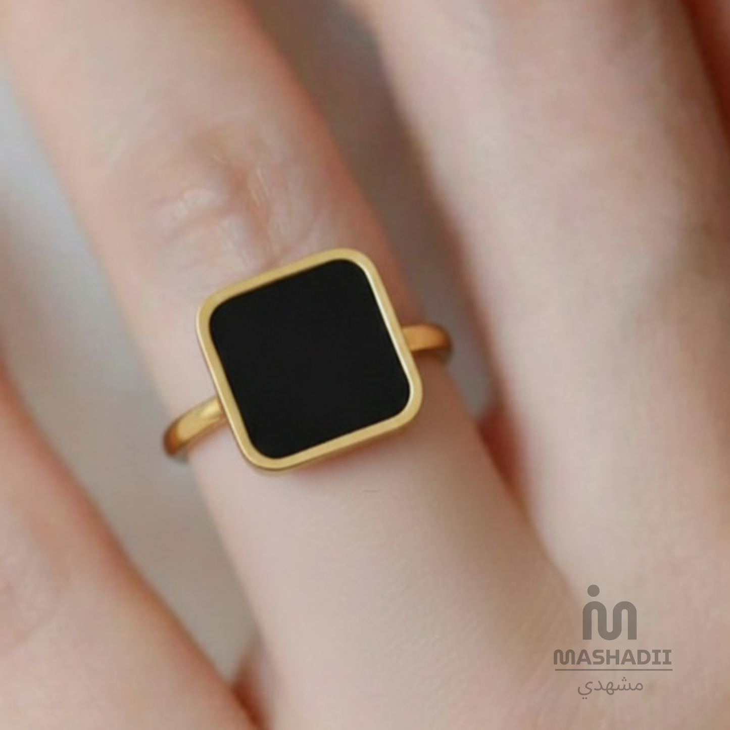 Black Stone Square Ring