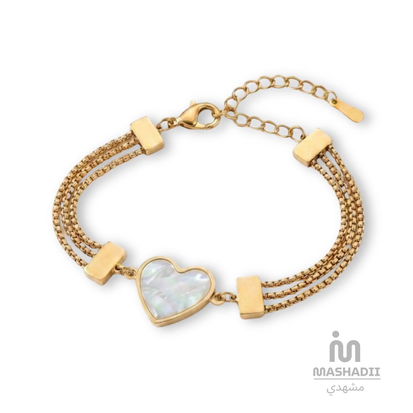White Stone Heart Bracelet
