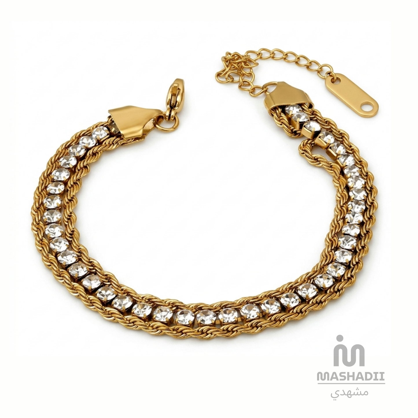 Trio Zircon Rope Chain Bracelet