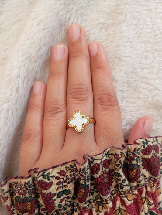 White Clover Adjustable Ring