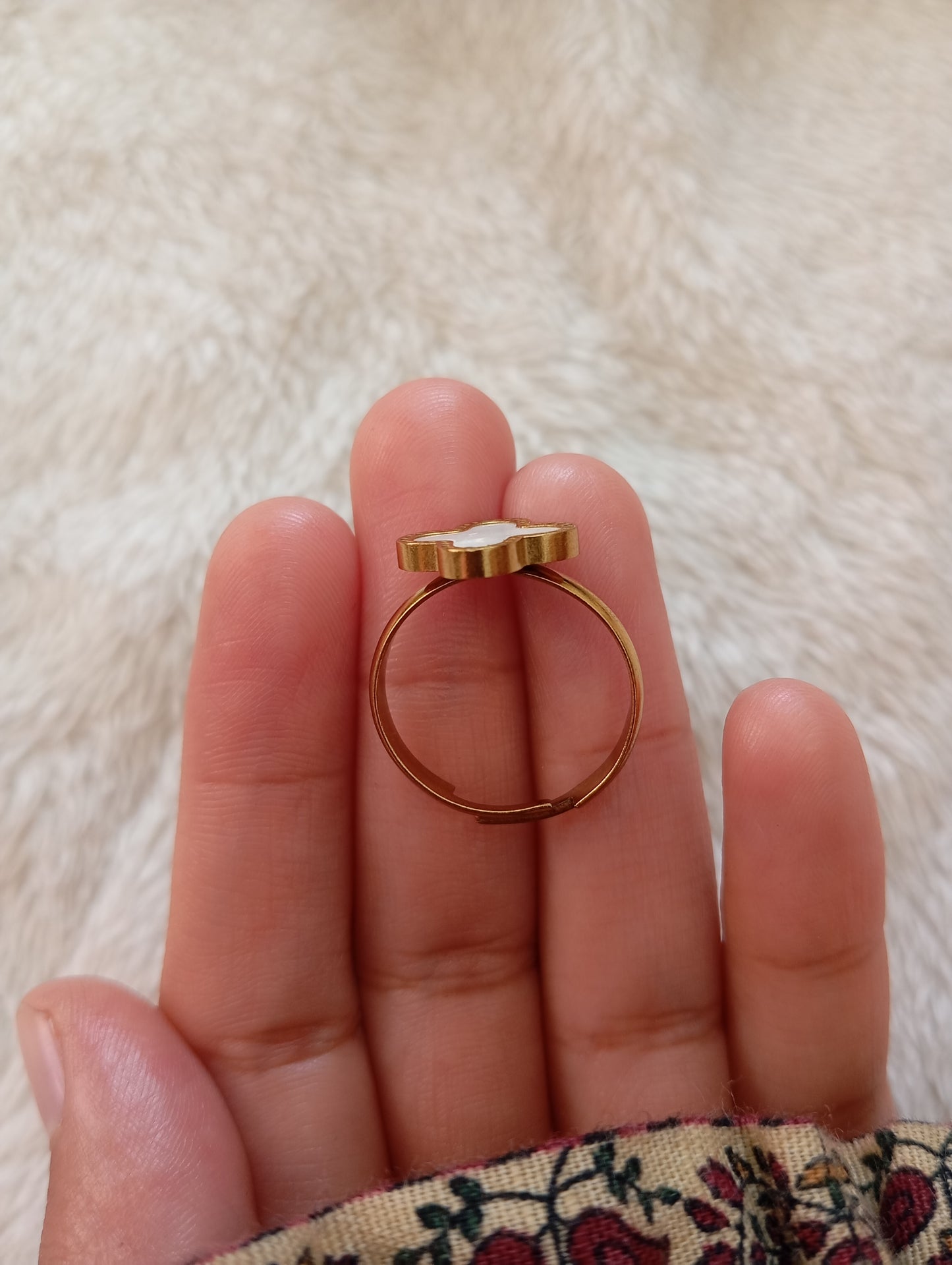 White Clover Adjustable Ring