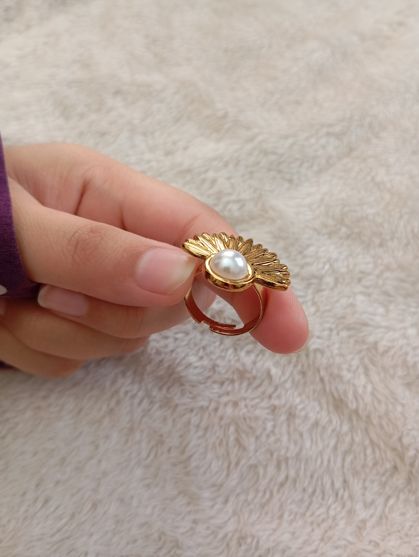 Half Flower Adjustable Ring