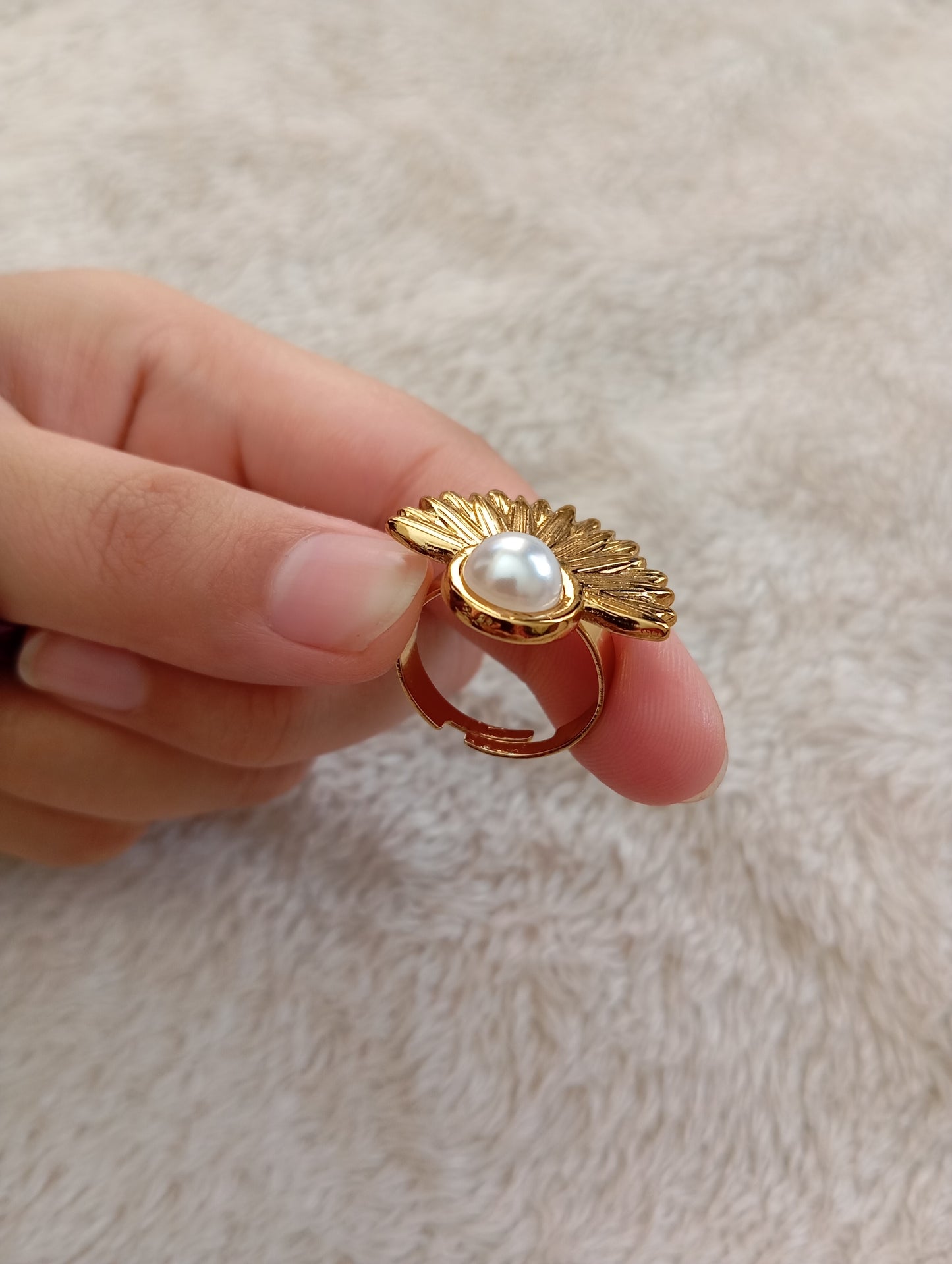 Half Flower Adjustable Ring