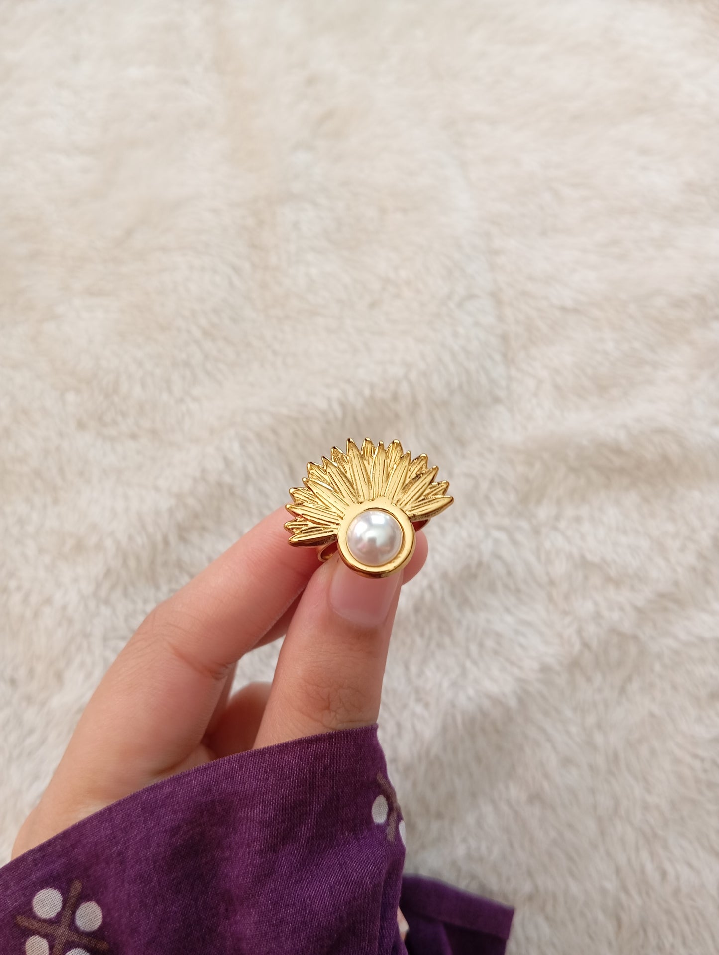 Half Flower Adjustable Ring
