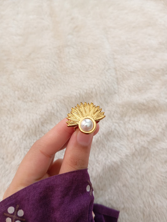 Half Flower Adjustable Ring
