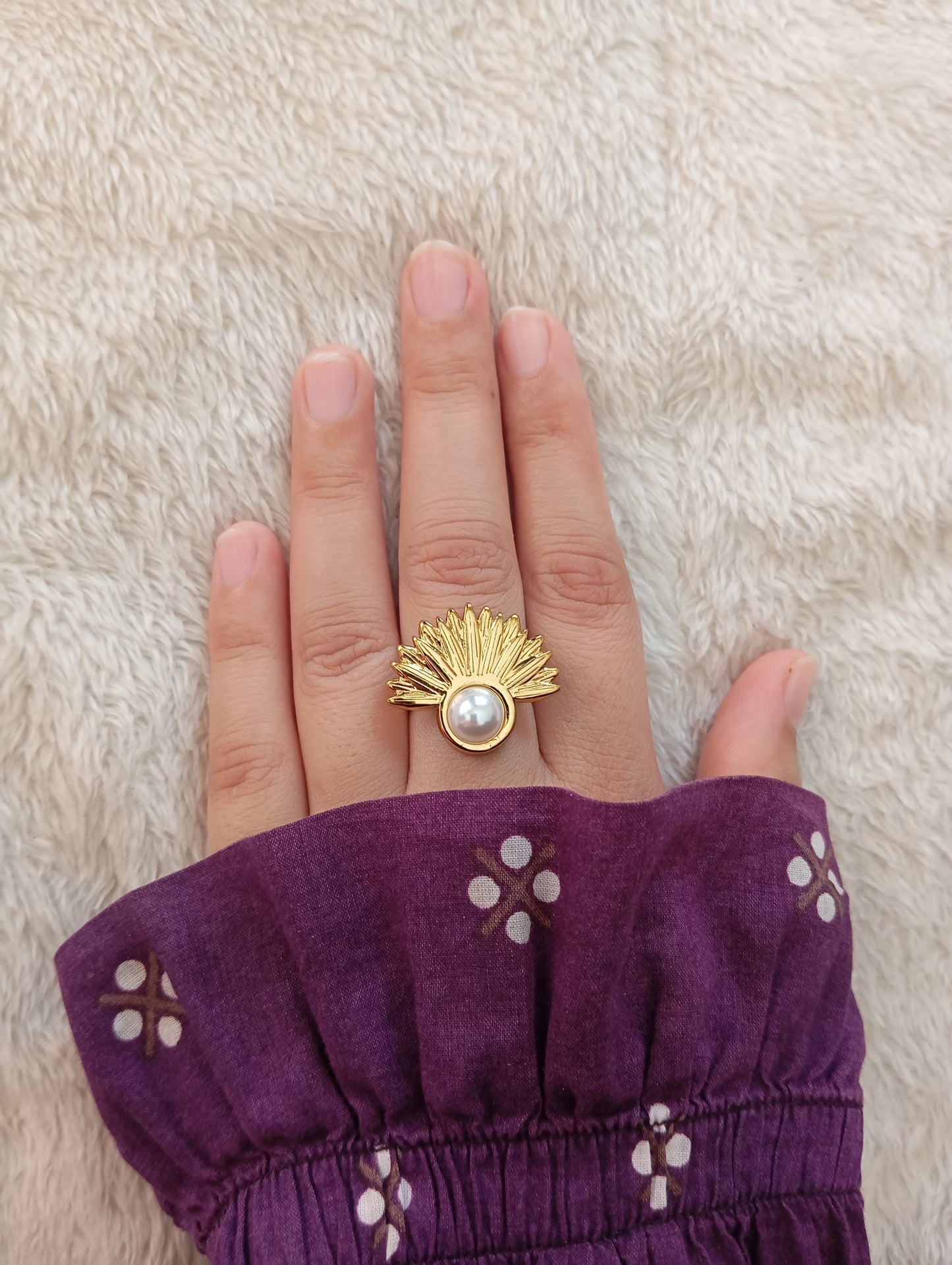 Half Flower Adjustable Ring