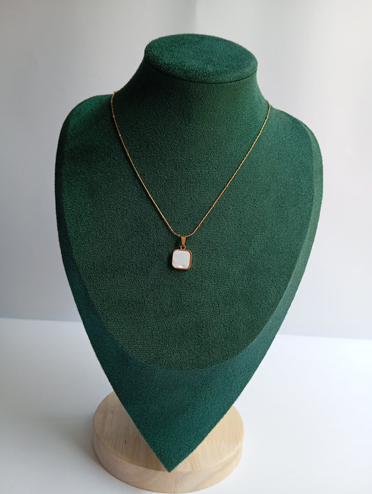 Square White Stone Necklace