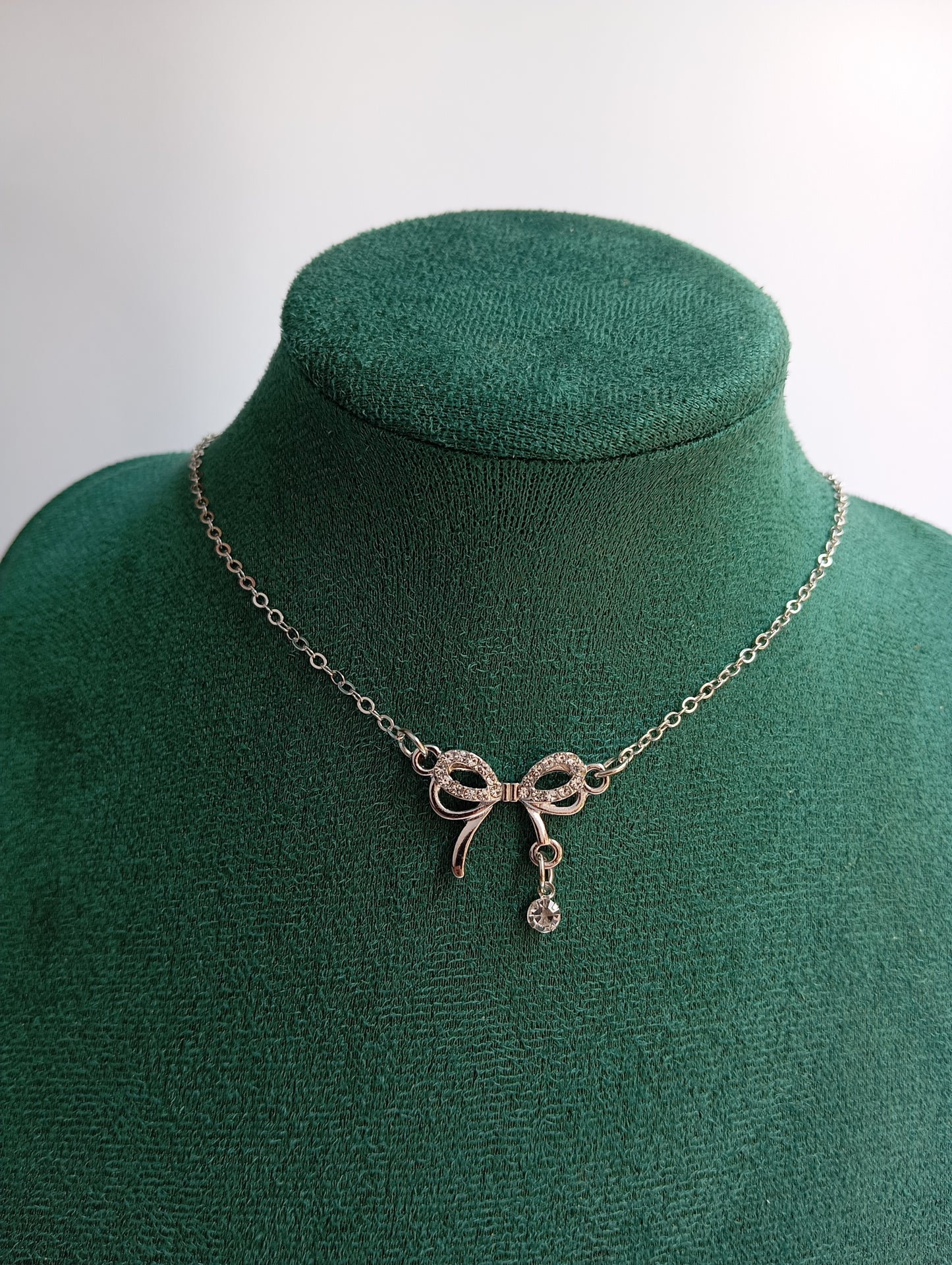 Silver Bow Necklace