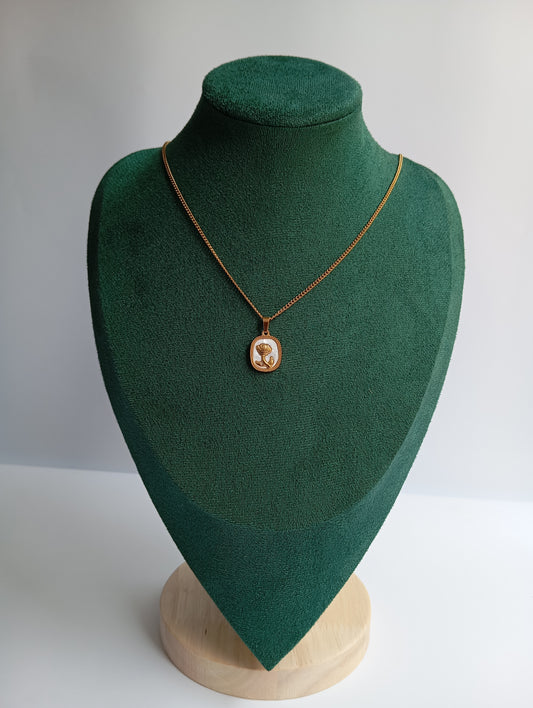 Square White Stone Flower Necklace