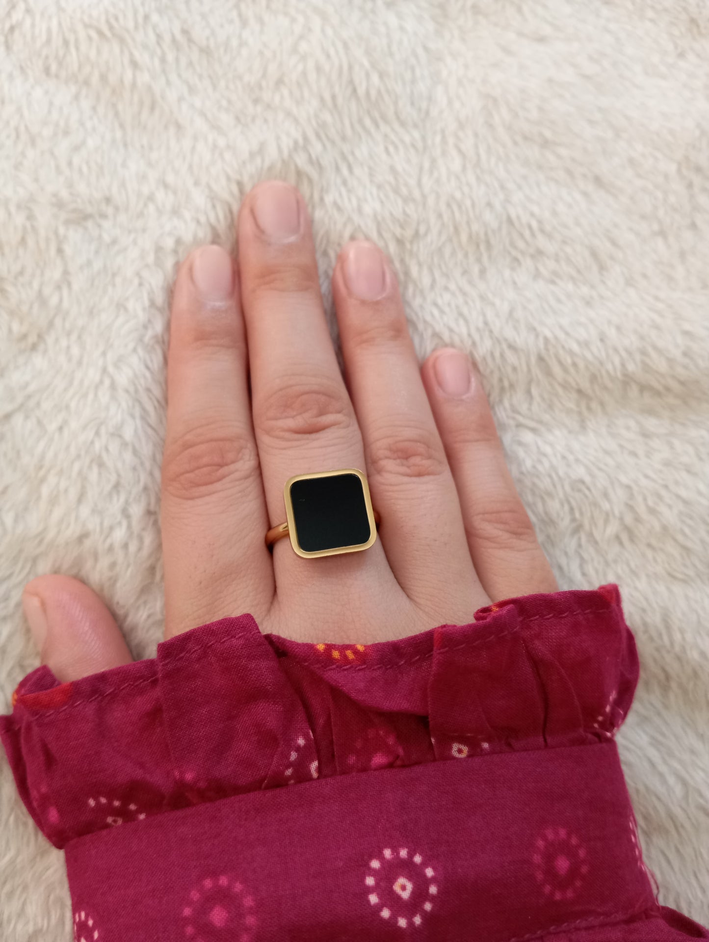 Black Stone Square Ring