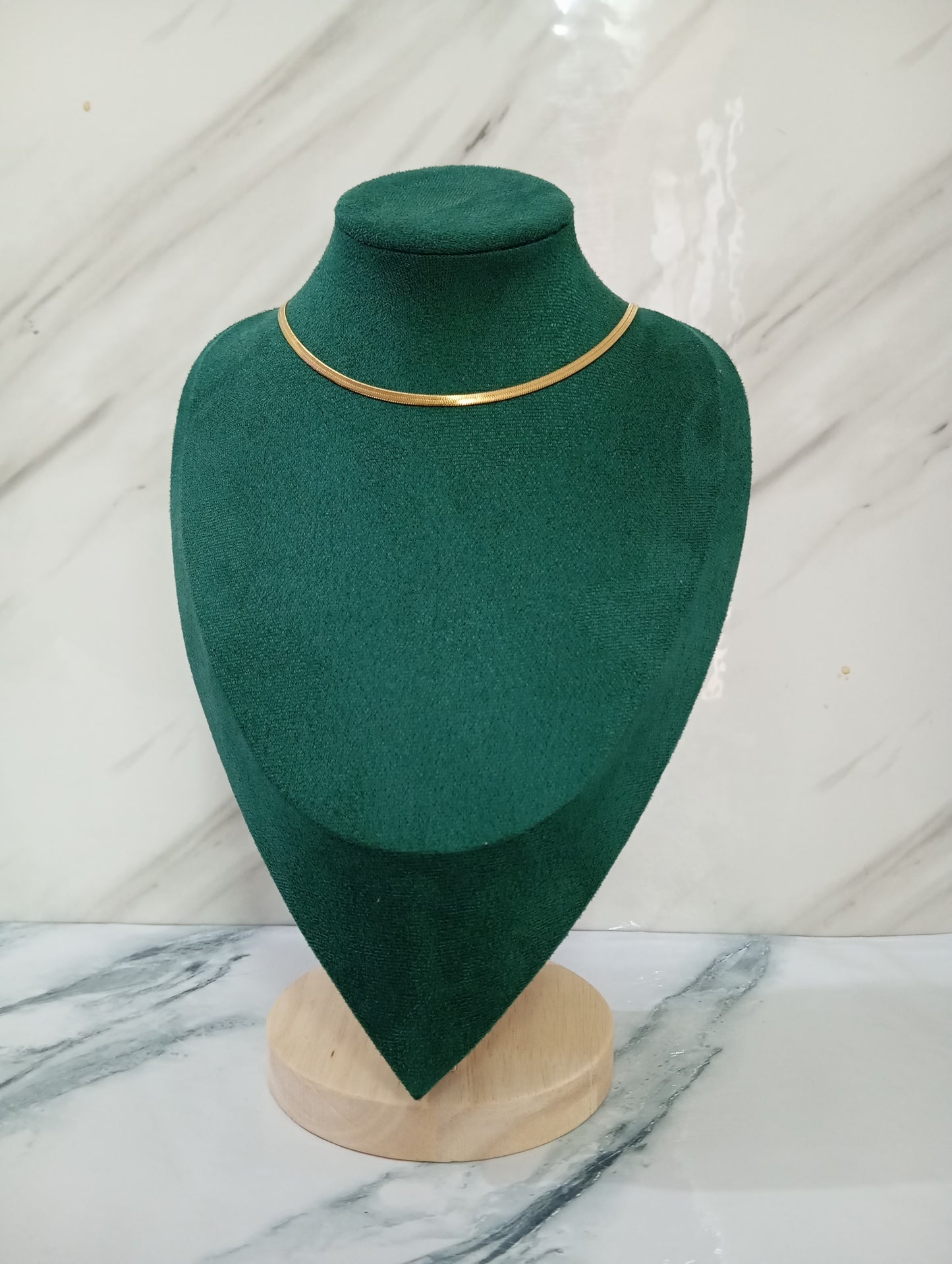 Gold Snake Chain Necklace crafted from premium stainless steel with a smooth and elegant flat chain design. Waterproof, tarnish-free necklace for women, perfect for layering, everyday wear, parties, weddings, gifting, and modern fashion styling.
