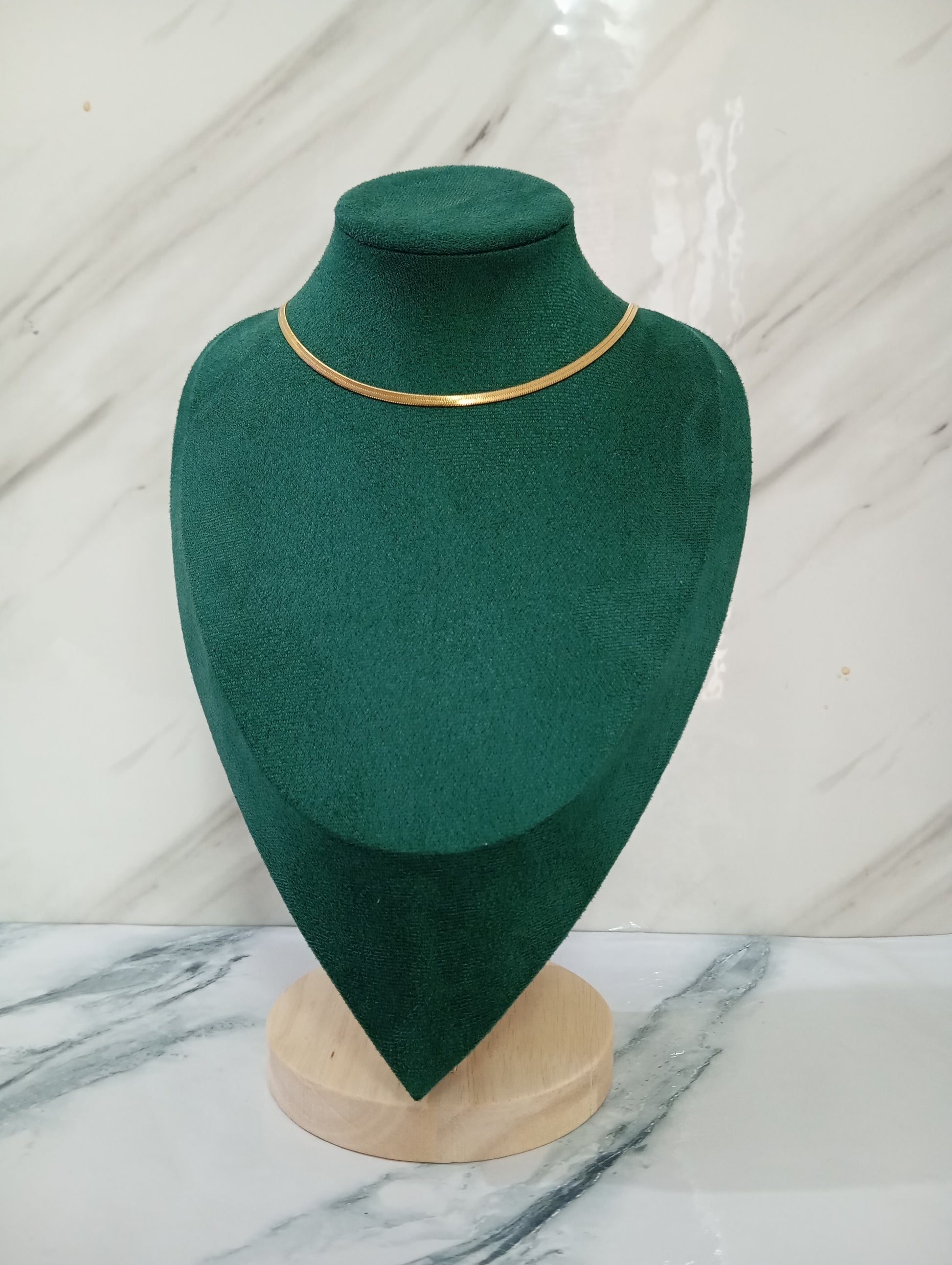 Gold Snake Chain Necklace crafted from premium stainless steel with a smooth and elegant flat chain design. Waterproof, tarnish-free necklace for women, perfect for layering, everyday wear, parties, weddings, gifting, and modern fashion styling.

