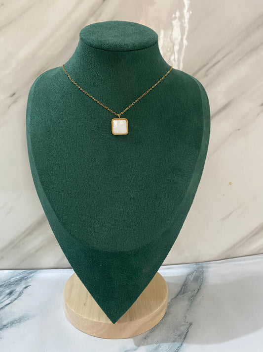 Gold Square White Stone Necklace featuring a brilliant square-cut white stone pendant crafted from premium stainless steel. Waterproof, tarnish-free jewelry for women, ideal for everyday wear, office wear, weddings, parties, gifting, and elegant styling.
