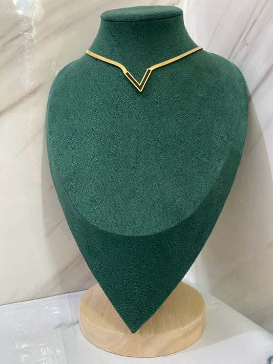 Gold V-Shaped Broad Chain Necklace crafted from premium stainless steel with a bold wide-chain design and elegant V-shaped silhouette. Waterproof, tarnish-free necklace for women, perfect for daily wear, layering, parties, weddings, gifting, and special occasions.
