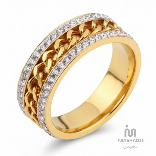 Double Zircon Ring crafted from premium stainless steel with sparkling zircon stones and an elegant dual-stone design. Waterproof, tarnish-free, adjustable ring for women, perfect for daily wear, parties, weddings, gifting, and special occasions.
