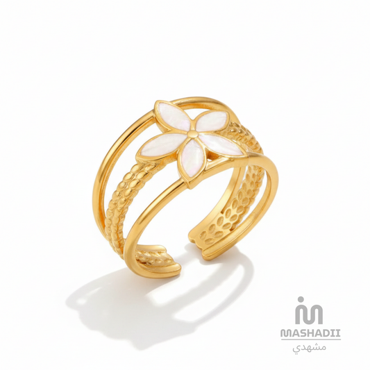 Elliose Floral Open Ring crafted from premium stainless steel with an elegant floral-inspired open design. Waterproof, tarnish-free, adjustable ring for women, perfect for daily wear, parties, weddings, gifting, and special occasions.
