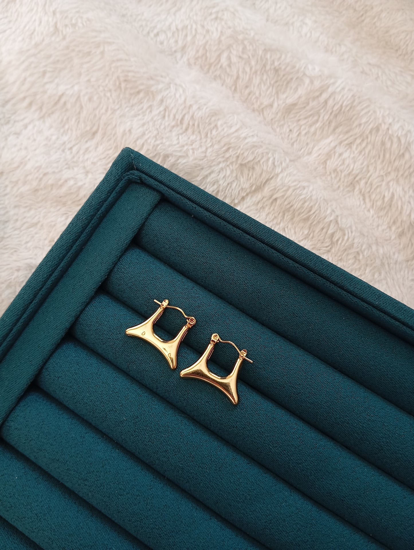 Golden Baglet Hoop Earrings crafted from premium stainless steel with a stylish hoop design and long-lasting gold finish. Waterproof, tarnish-free earrings for women, perfect for daily wear, office wear, parties, weddings, gifting, and special occasions.