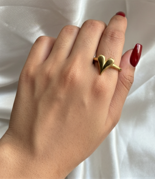 Heart Adjustable Ring crafted from premium stainless steel with an elegant heart design. Waterproof, tarnish-free, adjustable ring for women, perfect for daily wear, parties, weddings, gifting, and special occasions.
