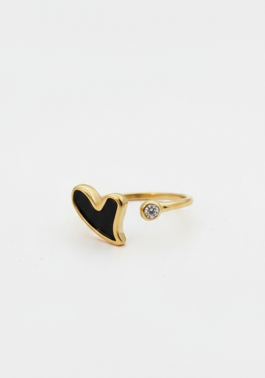 Heart with Stone Adjustable Ring crafted from premium stainless steel with a sparkling stone accent and elegant heart design. Waterproof, tarnish-free, adjustable ring for women, perfect for daily wear, parties, weddings, gifting, and special occasions.
