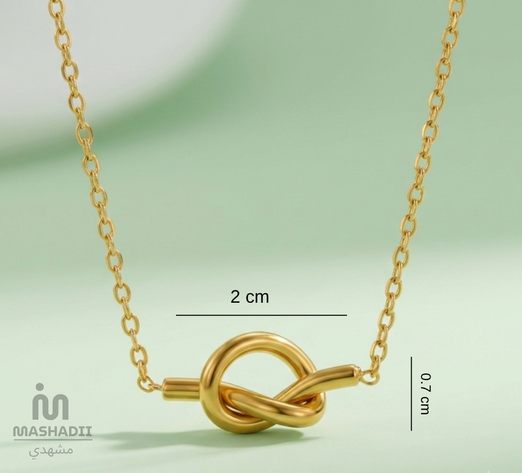 Knot Jewelry Set featuring a matching stainless steel necklace and earrings with an elegant knot design. Waterproof, tarnish-free jewelry set for women, perfect for daily wear, parties, weddings, gifting, and special occasions.
