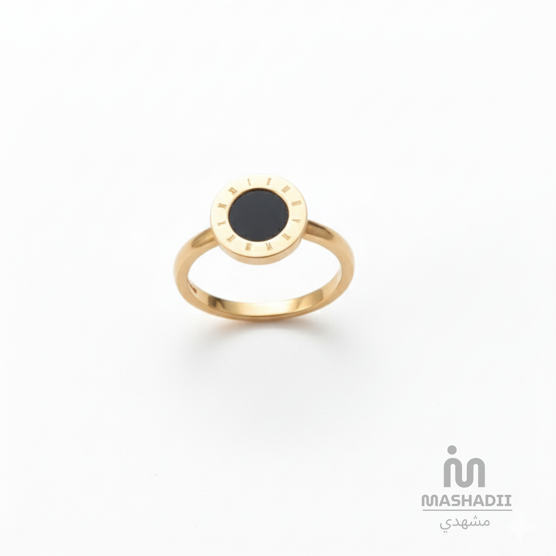 Roman Black Stone Ring crafted from premium stainless steel with elegant black stone details and a Roman-inspired design. Waterproof, tarnish-free, adjustable ring for women, perfect for daily wear, parties, weddings, gifting, and special occasions.

