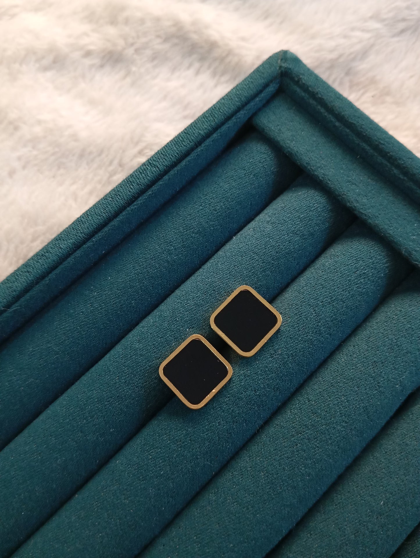 Square Black Thin Stud Earrings crafted from premium stainless steel with a sleek black square design. Waterproof, tarnish-free stud earrings for women, perfect for daily wear, office wear, parties, gifting, and special occasions.