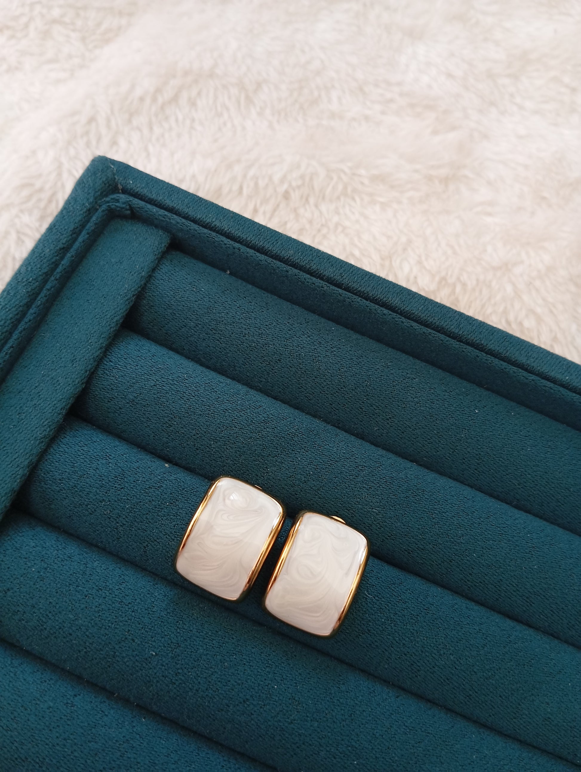 Stainless Steel White Stone Earrings crafted from premium stainless steel with sparkling white stone details. Waterproof, tarnish-free earrings for women, perfect for daily wear, office wear, parties, weddings, gifting, and special occasions.