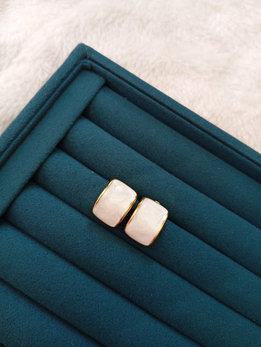 Stainless Steel White Stone Earrings crafted from premium stainless steel with sparkling white stone details. Waterproof, tarnish-free earrings for women, perfect for daily wear, office wear, parties, weddings, gifting, and special occasions.