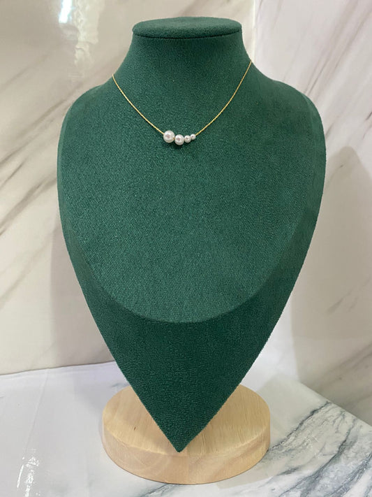 Gold White Pearl Necklace featuring an elegant pearl-inspired pendant crafted from premium stainless steel. Waterproof, tarnish-free jewelry for women, perfect for daily wear, bridal styling, weddings, parties, gifting, and special occasions.
