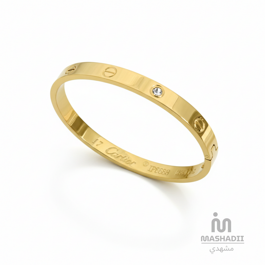 Golden Love Handcuff Bracelet – Waterproof, Tarnish-Free Stainless Steel Bracelet with a Romantic Love-Inspired Design and 1 Year Colour Guarantee