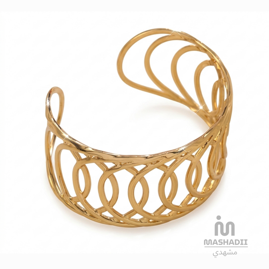 Harmony Oval Handcuff Bracelet – Waterproof, Tarnish-Free Stainless Steel Bracelet with an Elegant Oval Design and 1 Year Colour Guarantee