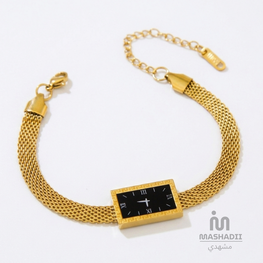 Rectangle Watch Style Bracelet – Waterproof, Tarnish-Free Stainless Steel Bracelet featuring a Modern Rectangle Watch-Inspired Design and a 1 Year Colour Guarantee