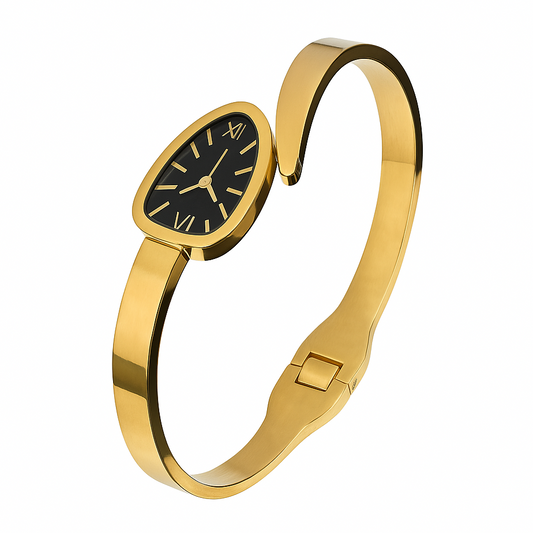 Watch Style Snake Handcuff Bracelet – Waterproof, Tarnish-Free Stainless Steel Bracelet with a Luxury Snake-Inspired Watch Design and 1 Year Colour Guarantee