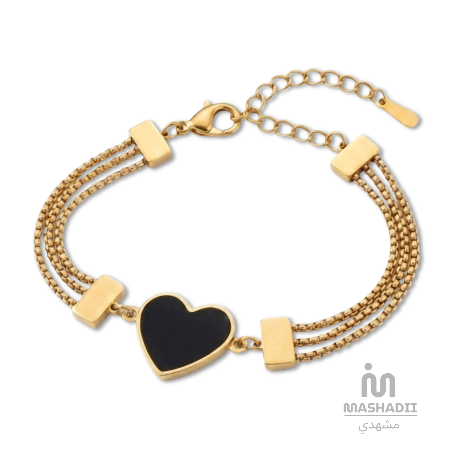 Black Stone Heart Bracelet