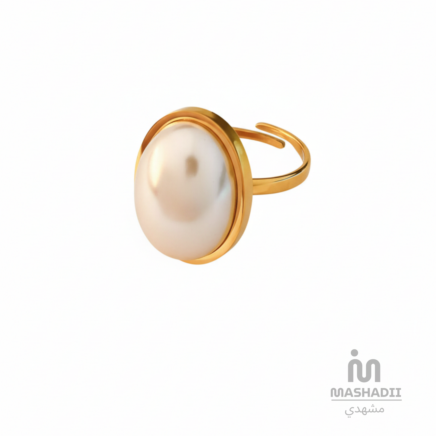 Oval Pearl Adjustable Ring